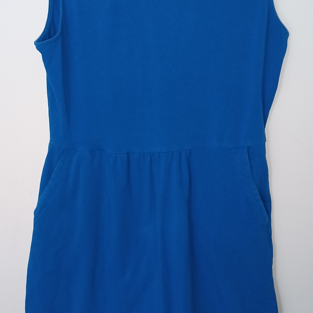 Lands' End Bright Blue Sleeveless Midi Dress with Pockets